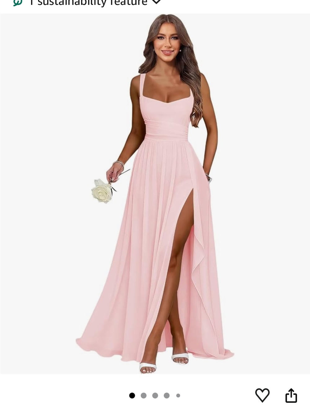Amazon Women Bridesmaid Dress Pink Pleated Gown